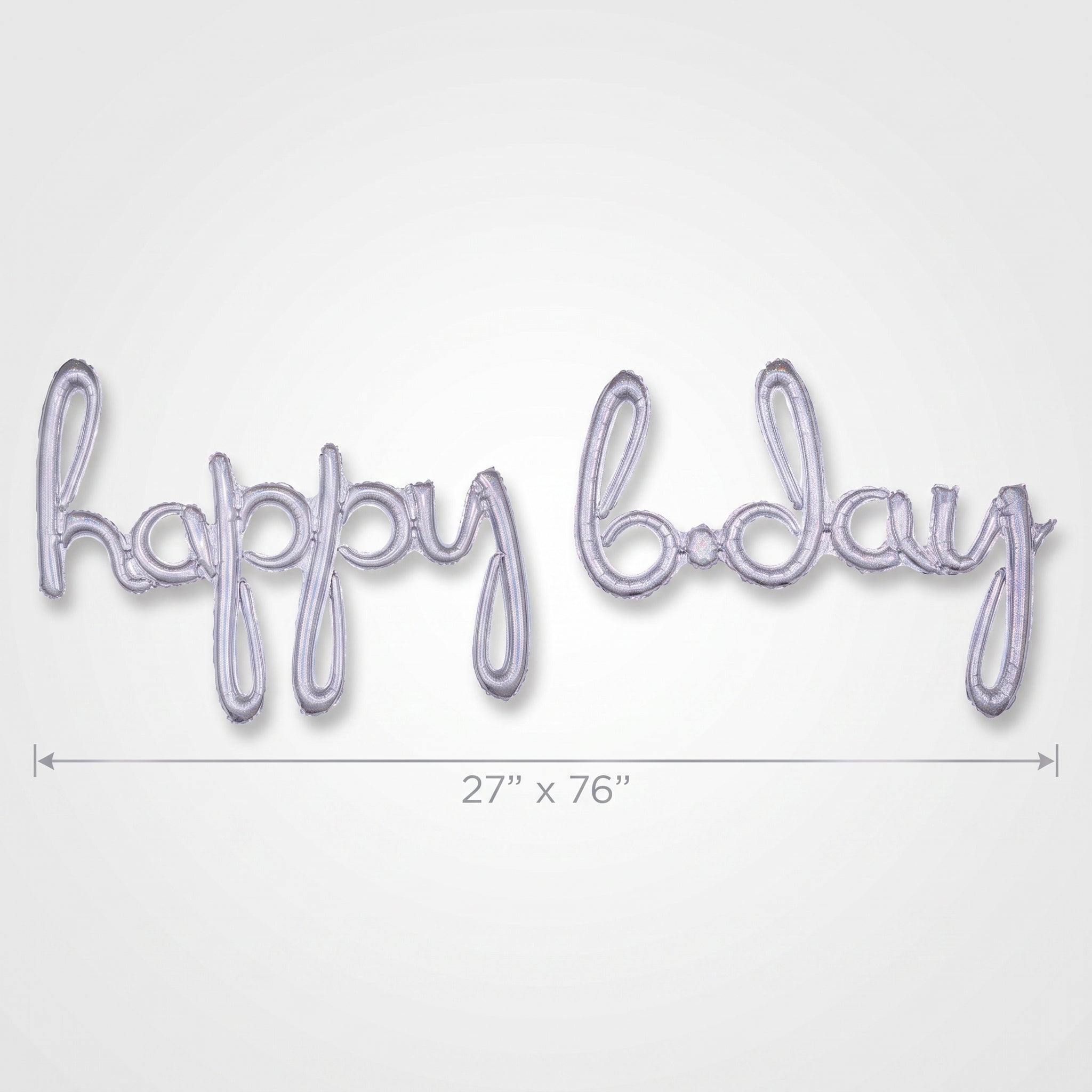Silver Holographic "Happy B-day" Script Balloon