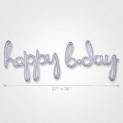 Silver Holographic "Happy B-day" Script Balloon