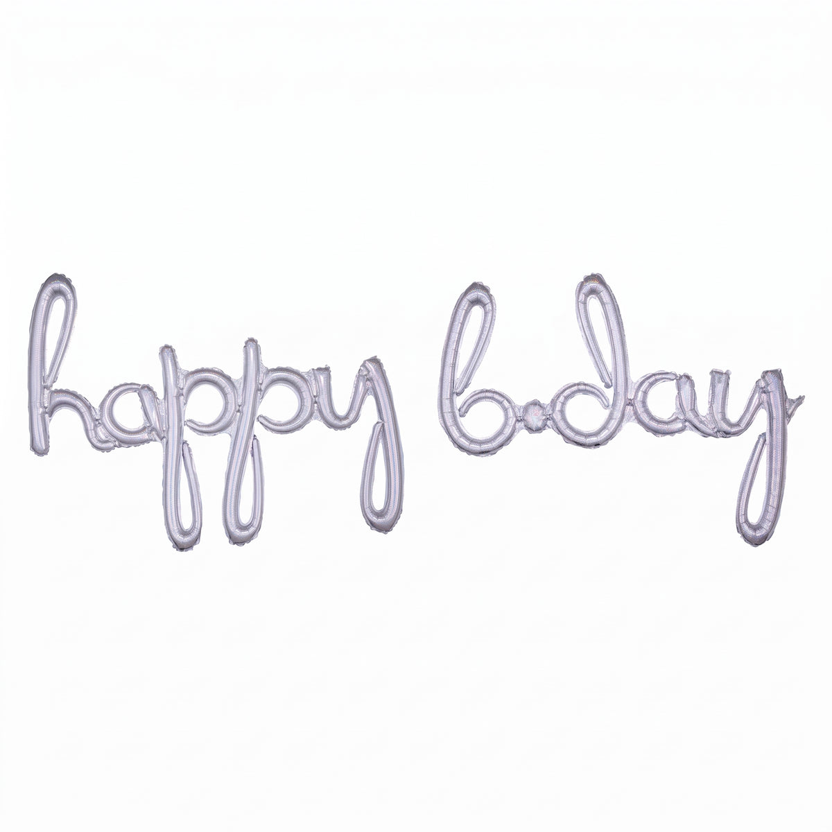 Silver Holographic "Happy B-day" Script Balloon