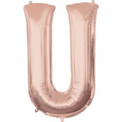 Rose Gold Letter U Balloon - Metallic Foil Super Shape