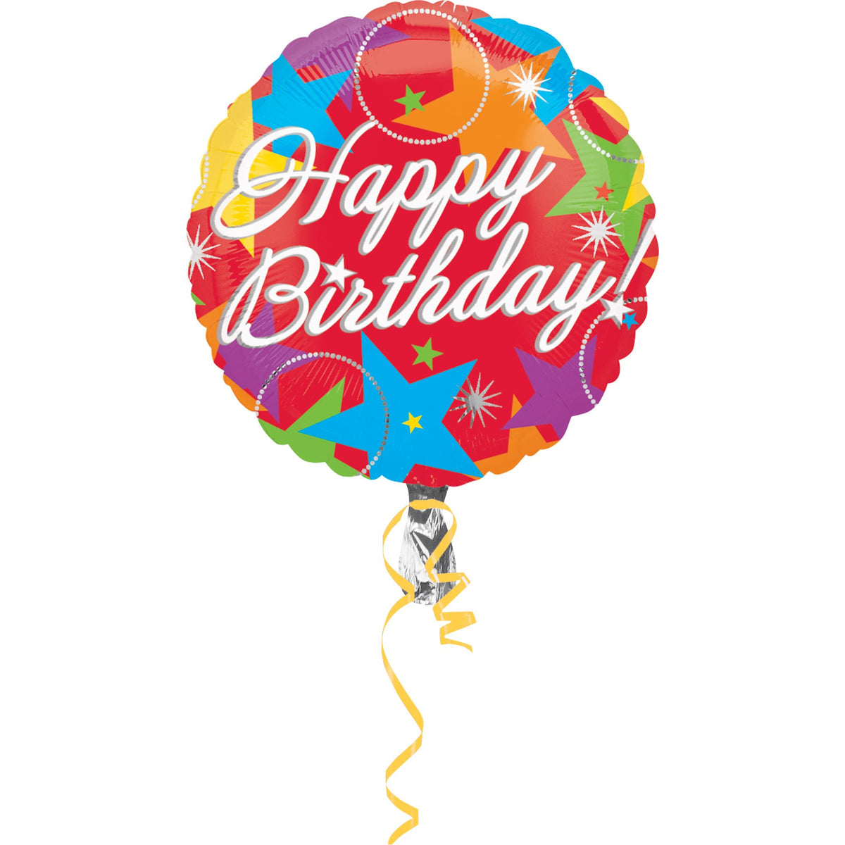 Vibrant Starburst Happy Birthday Foil Balloon - 18 inch