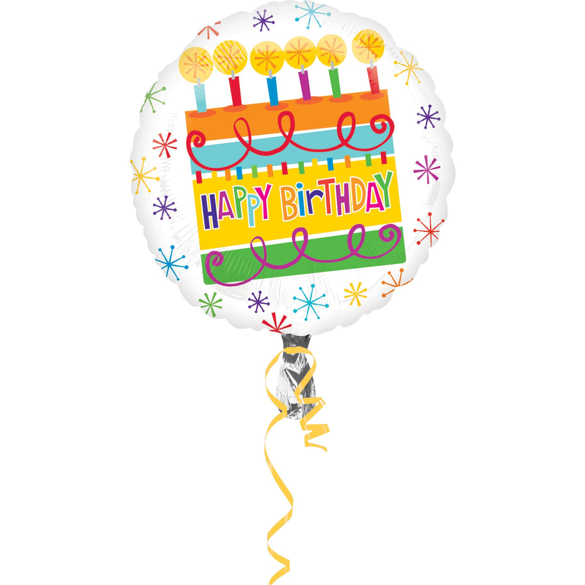 Colorful Cake Happy Birthday Foil Balloon - 18 Inch