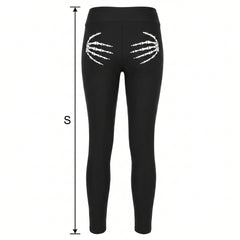 Halloween Skeleton Bone Print Leggings - Small