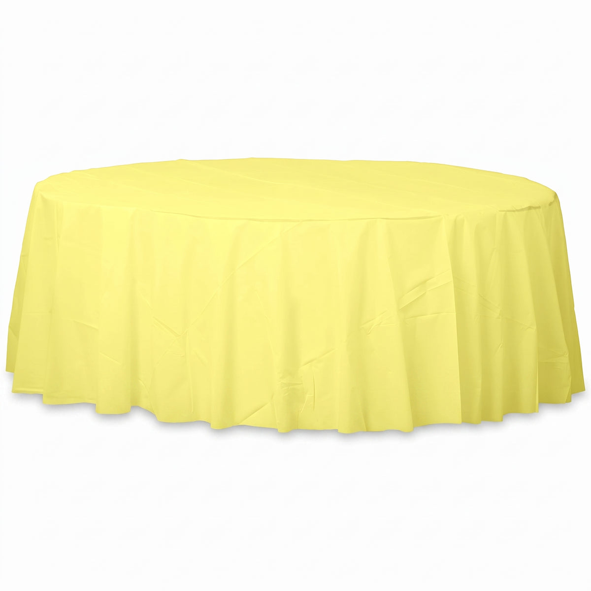 Light Yellow Round Plastic Table Cover - 84"