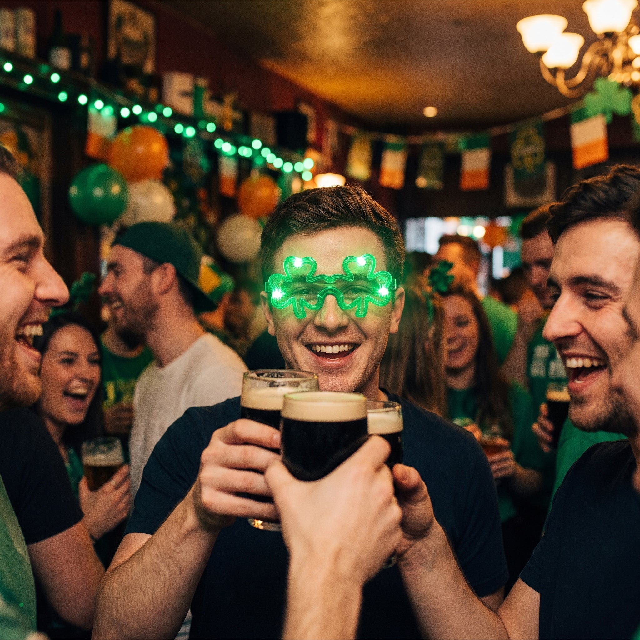 Light-Up Shamrock Glasses for St. Patrick's Day Celebrations