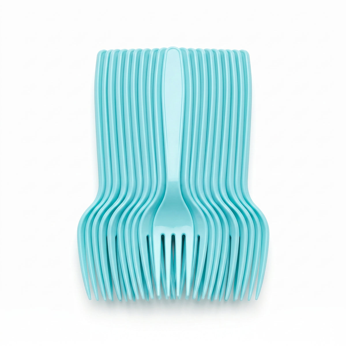 Robin's Egg Blue Economy Plastic Forks - 7.5 in. - 20 Pack