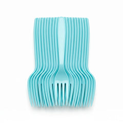 Robin's Egg Blue Economy Plastic Forks - 7.5 in. - 20 Pack