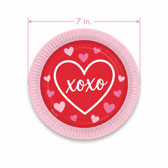 "XOXO" Valentine's Day 7" Round Paper Plates