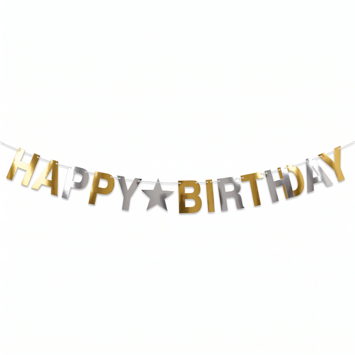 Metallic Gold and Silver "Happy Birthday" Letter Banner