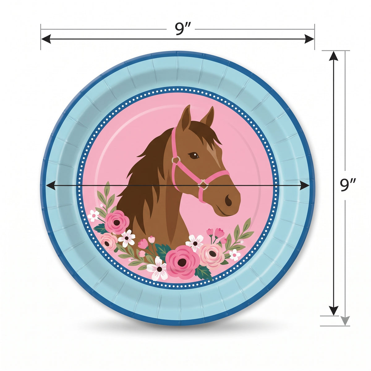 Saddle Up Horse Party Plates - 9" Round, 8-Pack