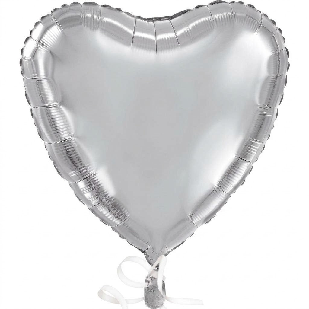 Silver Heart Foil Balloon - 18 Inches