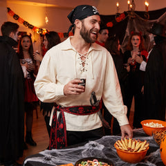 Men's Ivory Pirate Costume Shirt - L/XL
