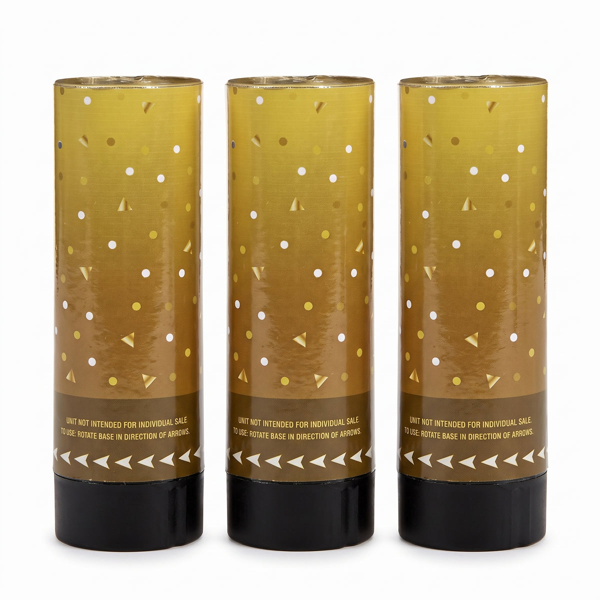 Gold Confetti Party Poppers - 3 Pack