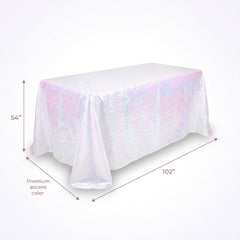 White Opalescent Reusable Table Cover - 54" x 102" for Weddings & Showers