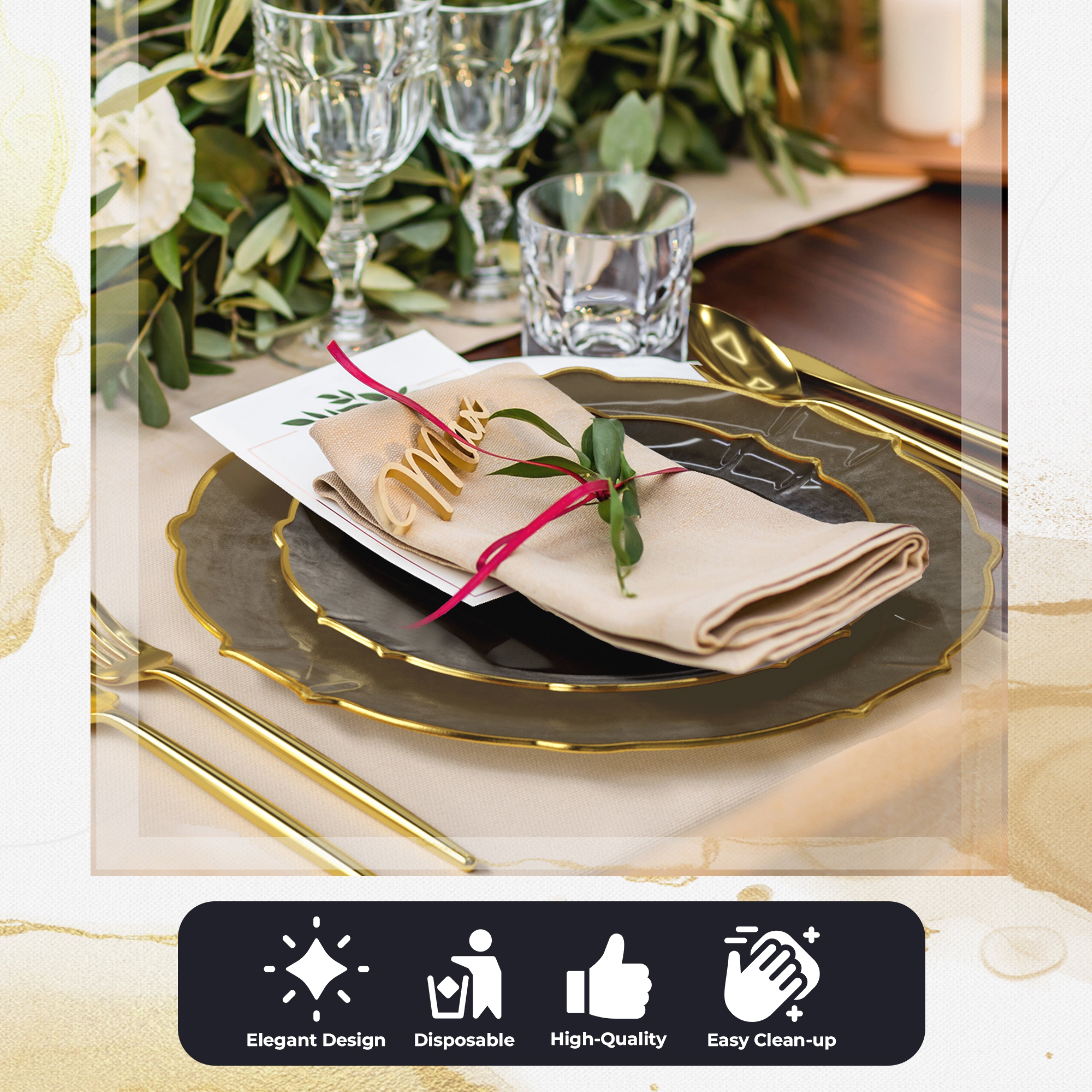 Smoke/Gold Petal Plates - Combo Pack 20/20