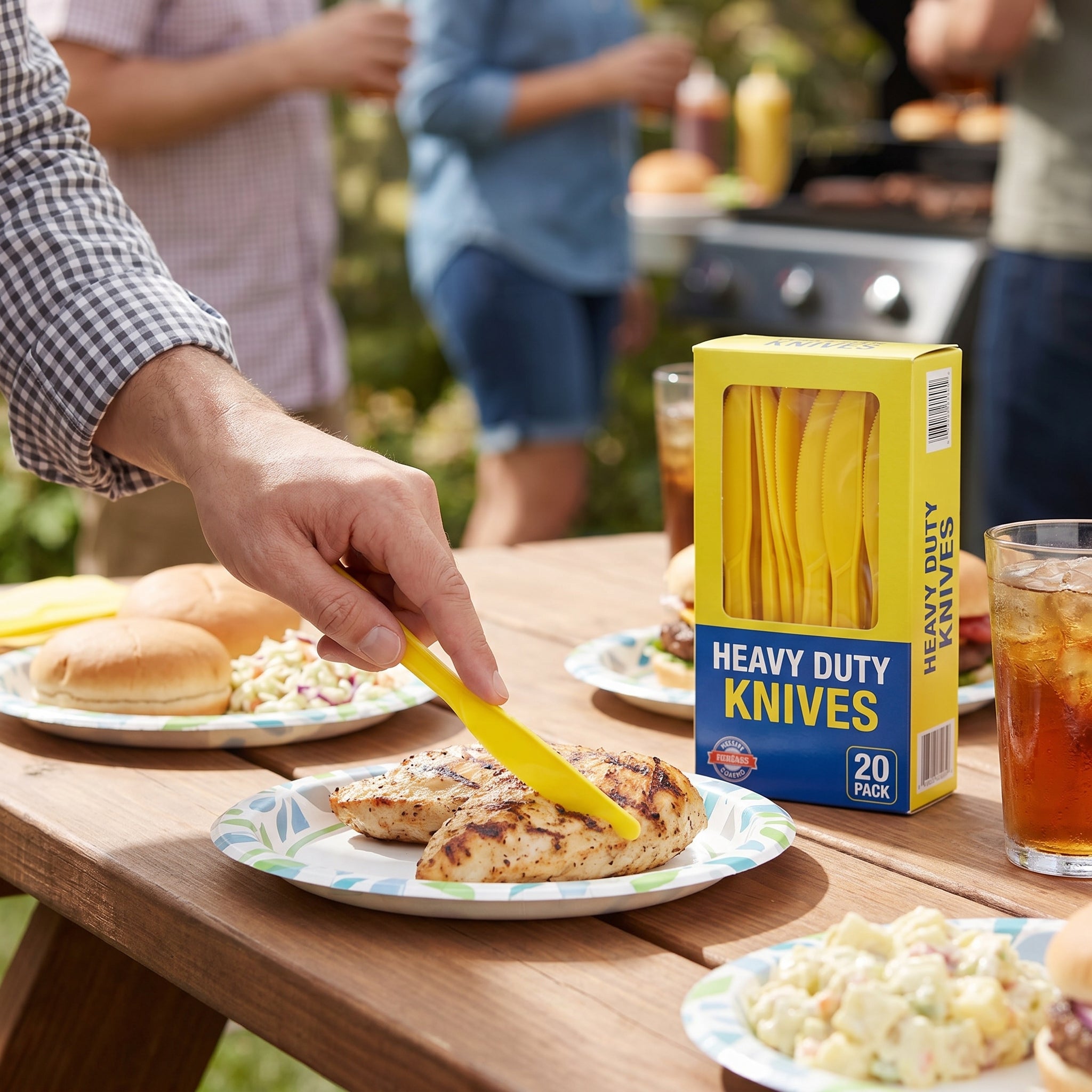 Heavy Duty Yellow Plastic Knives - 7.5 in. - 20 Pack