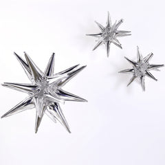 Silver Metallic Starburst Foil Balloons