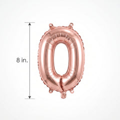 Rose Gold Script Number 0 Foil Balloon - 8 Inch, Air-Filled