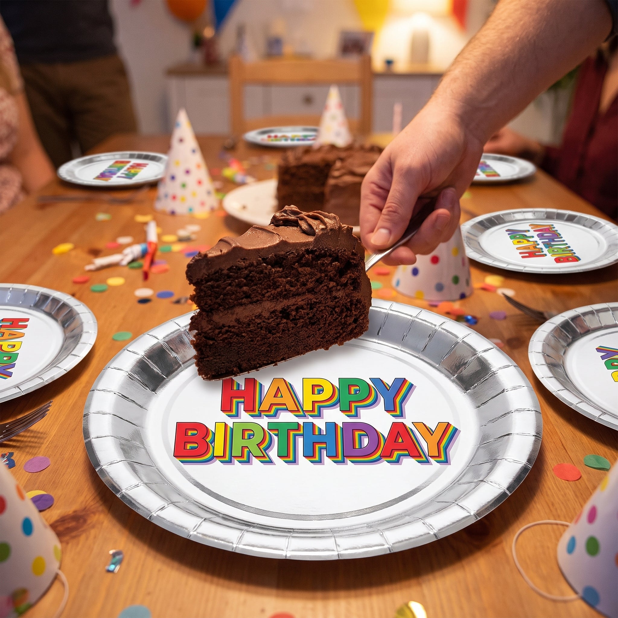 Vibrant Happy Birthday Metallic 9" Round Plate