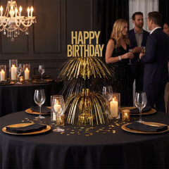 "Better with Age" Metallic Birthday Centerpiece Spray - Gold & Black, 30-Inch