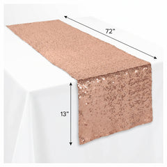 Rose Gold Sequin Table Runner, 13x72 inches