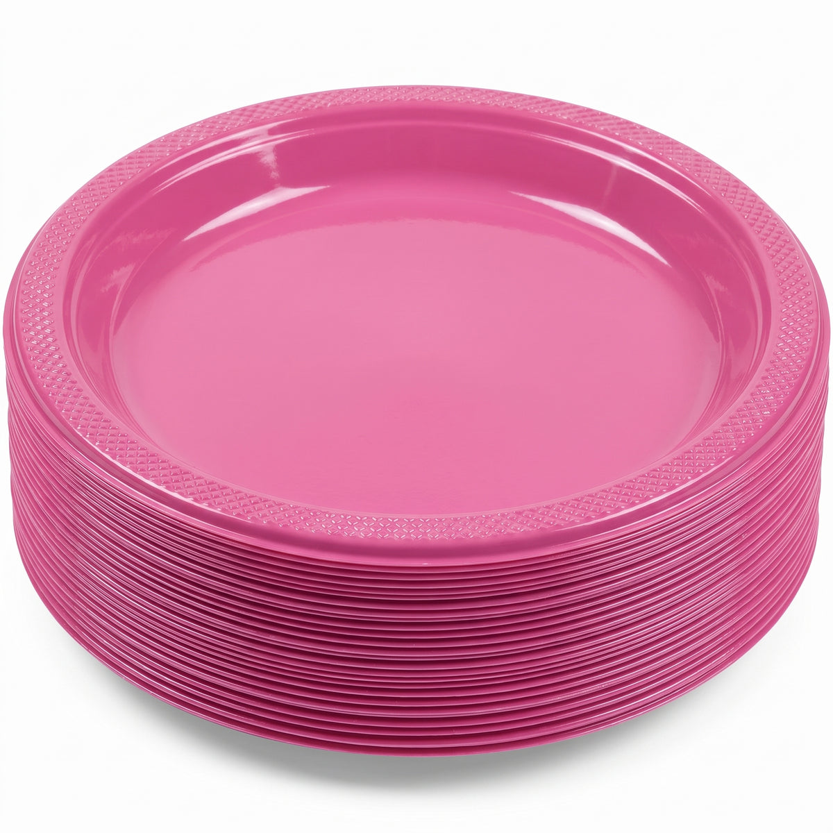 Bright Pink Plastic Dessert Plates - 7 In. | 20 Count