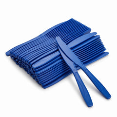 Heavy Duty Royal Blue Plastic Knives - 7.5 in. - 50 Pack