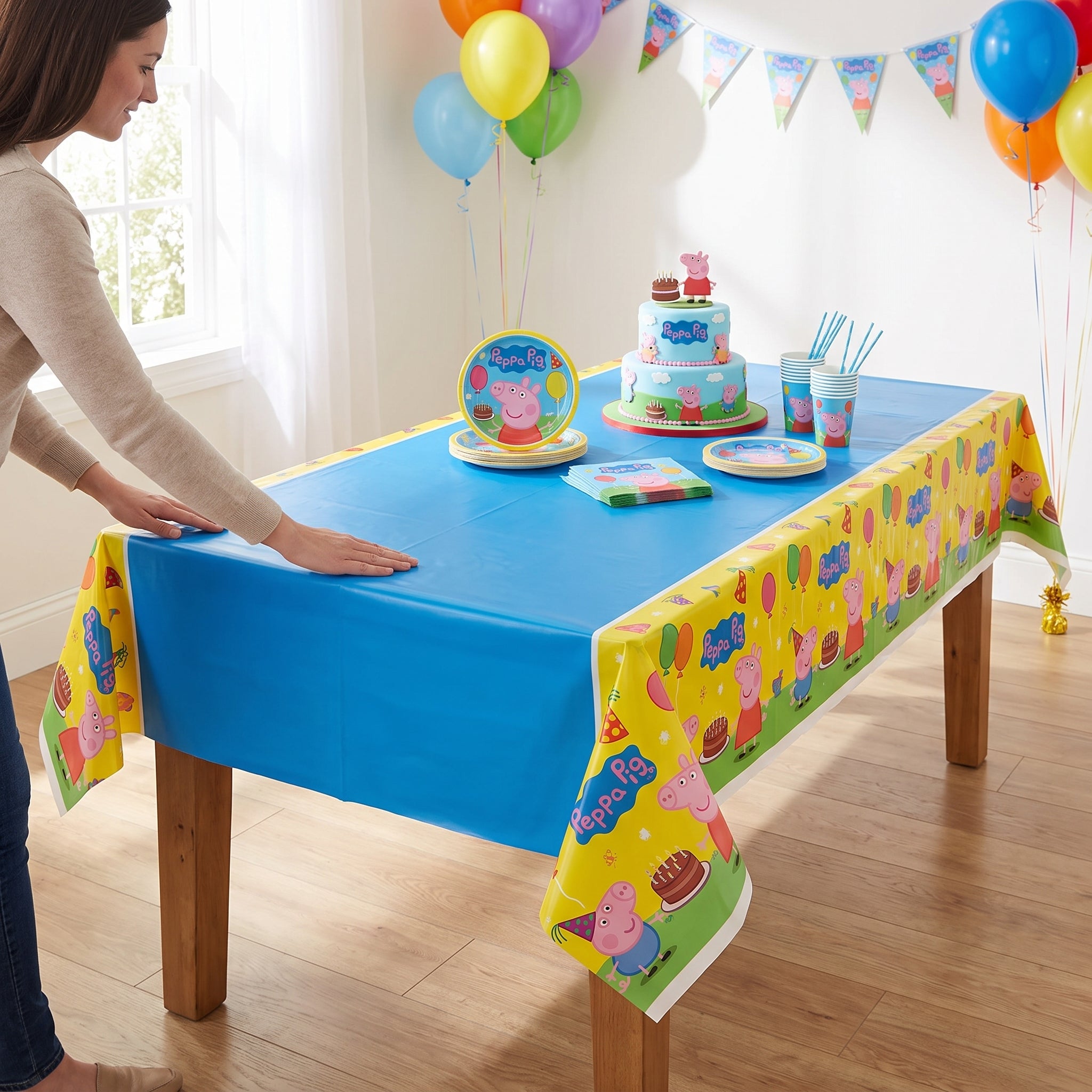 Peppa Pig Plastic Reusable Table Cover - Birthday Party Fun