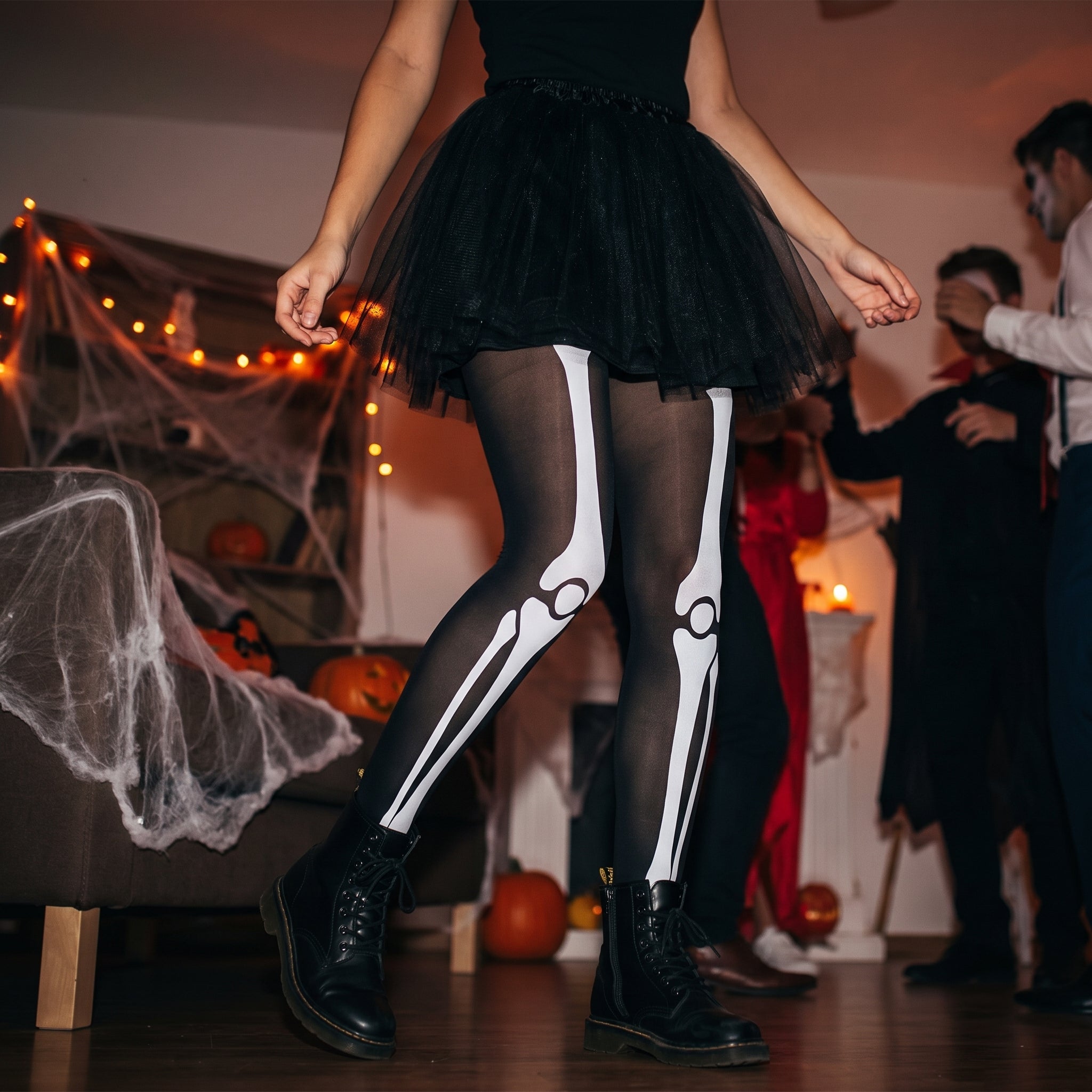 Adult Skeleton Bone Halloween Tights