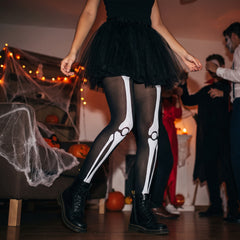 Adult Skeleton Bone Halloween Tights