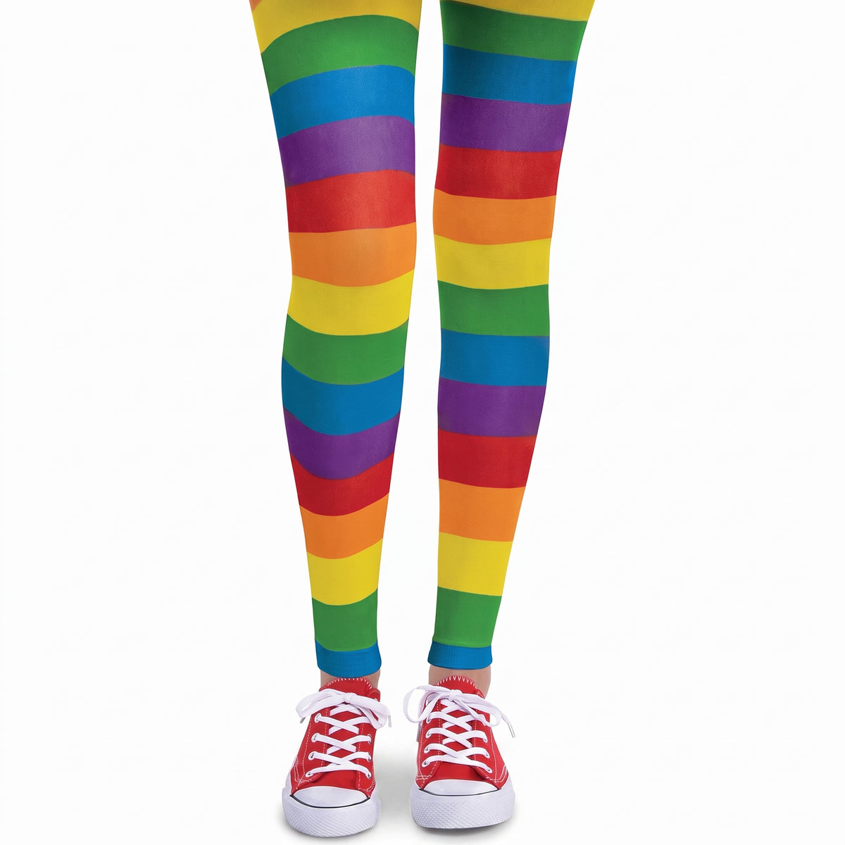 Vibrant Rainbow Footless Tights for Adults
