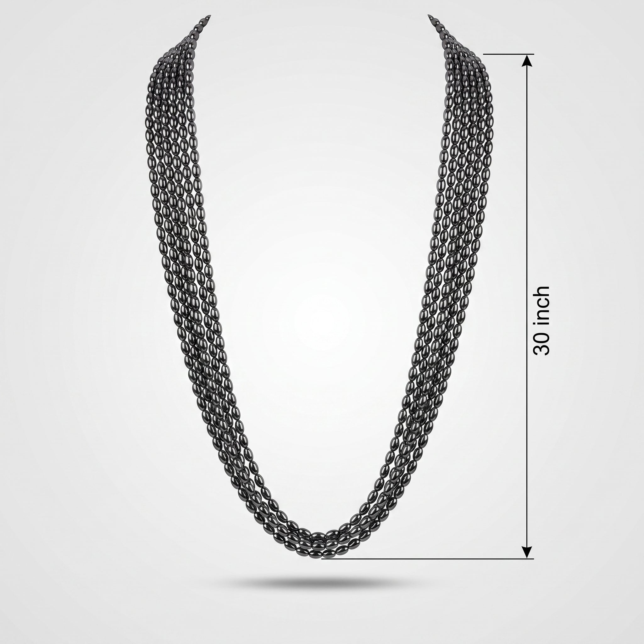 Black Metallic Bead Necklace, 30-Inch, 8-Pack
