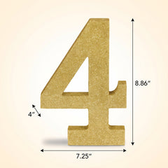 Glitter Gold Number 4 Sign, 10-Inch, for Birthday and Event Decorations