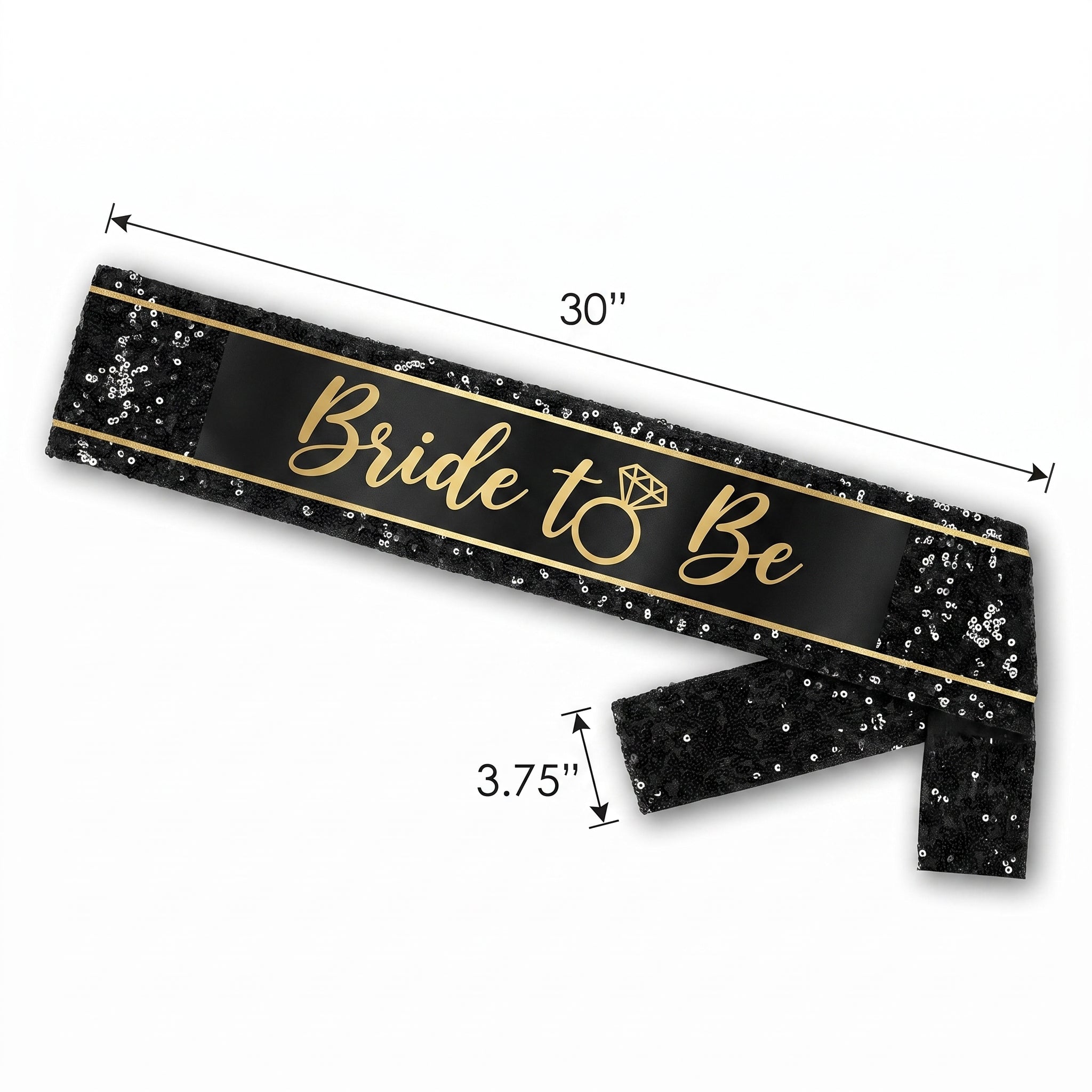 Glamorous "Bride To Be" Sequin Sash in Black and Gold