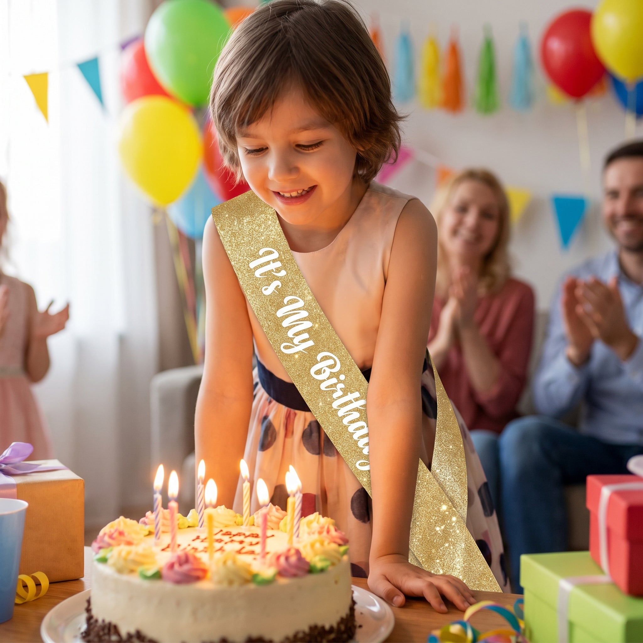 Glitter Gold Birthday Sash for Kids