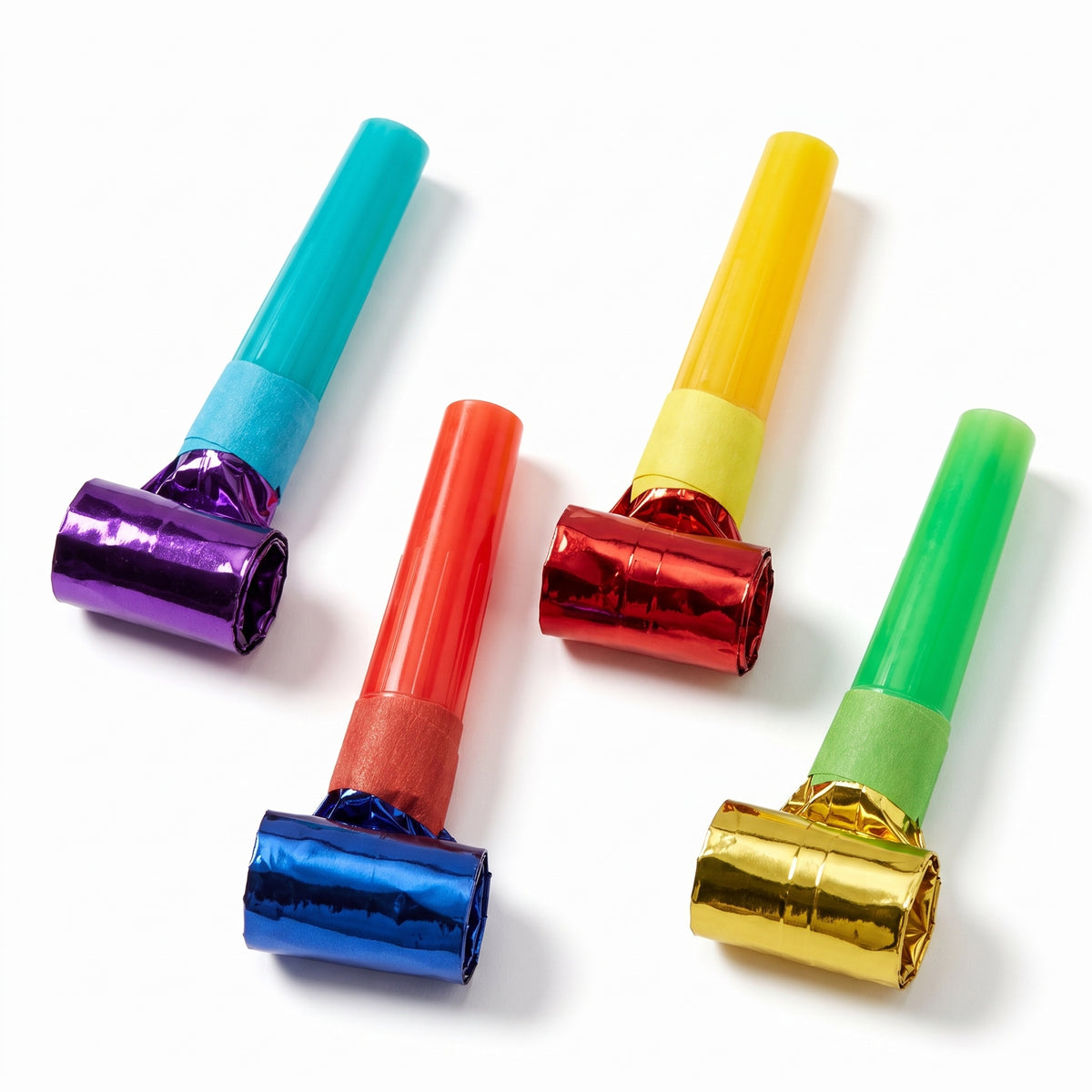 Metallic Rainbow Blowout Noisemakers - 8 Pack