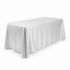 Elegant Metallic White and Silver Fabric Table Cover - 60"x104"