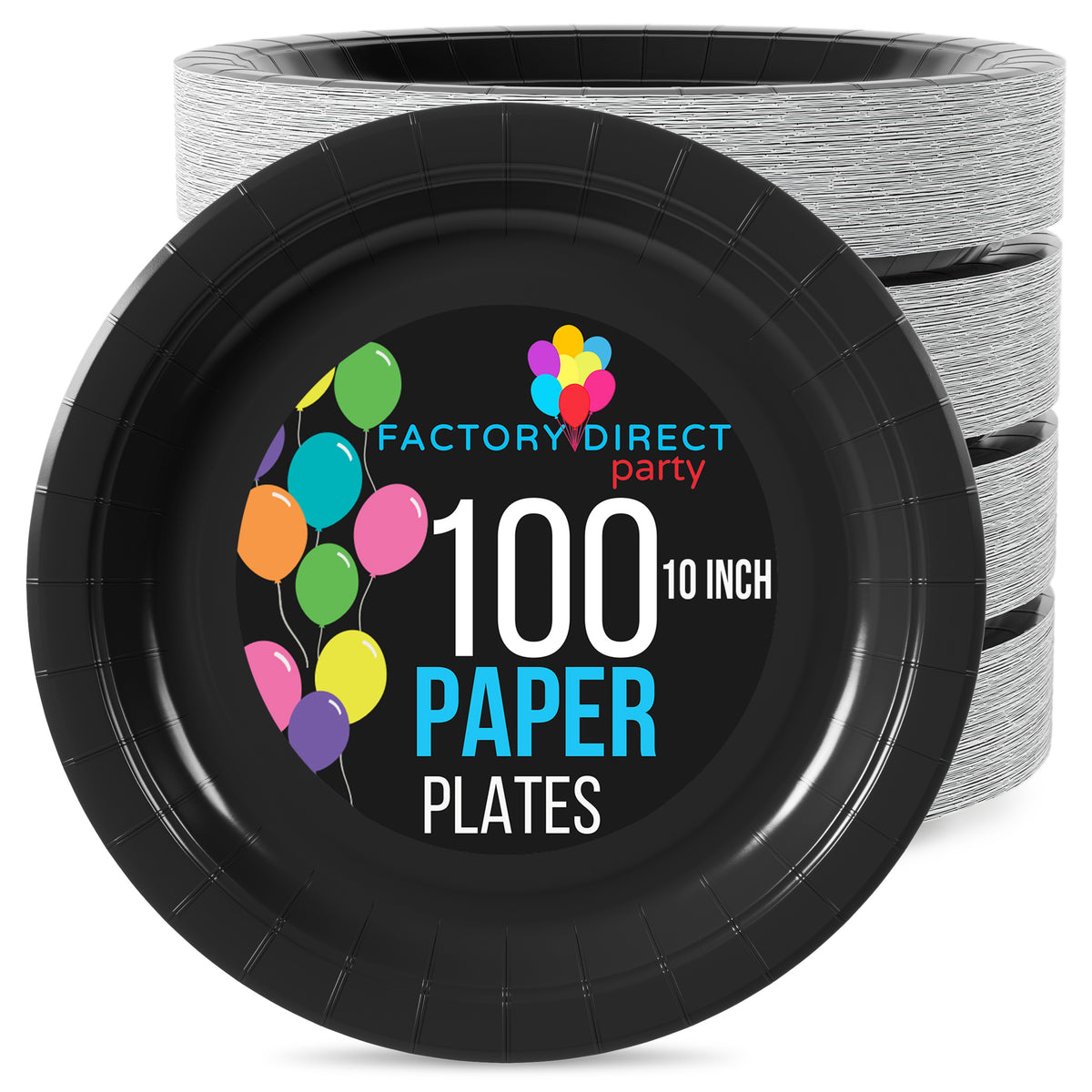 10 In. Black Paper Plates | 100 Count