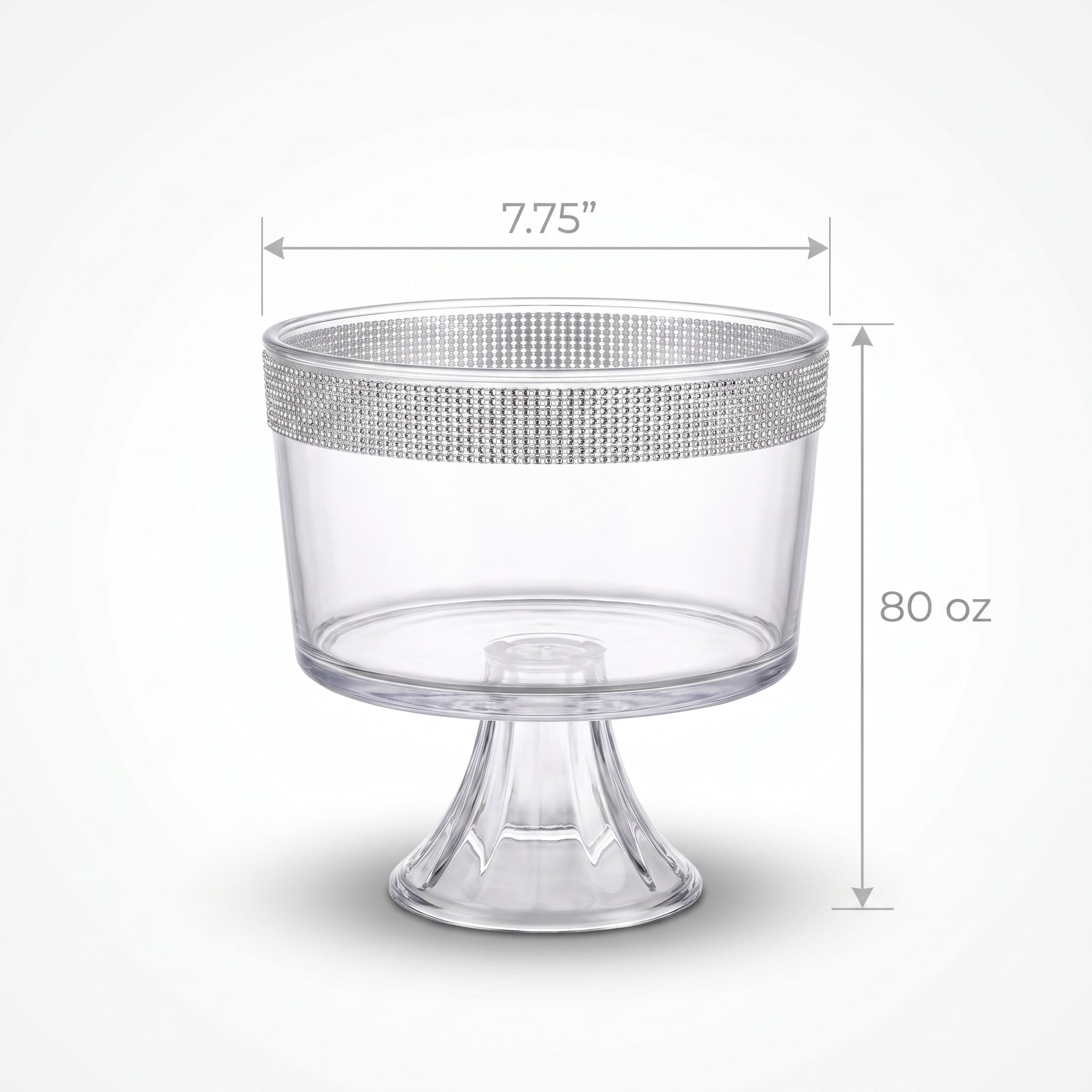 Elegant Clear Plastic Rhinestone Trifle Container - 80 oz