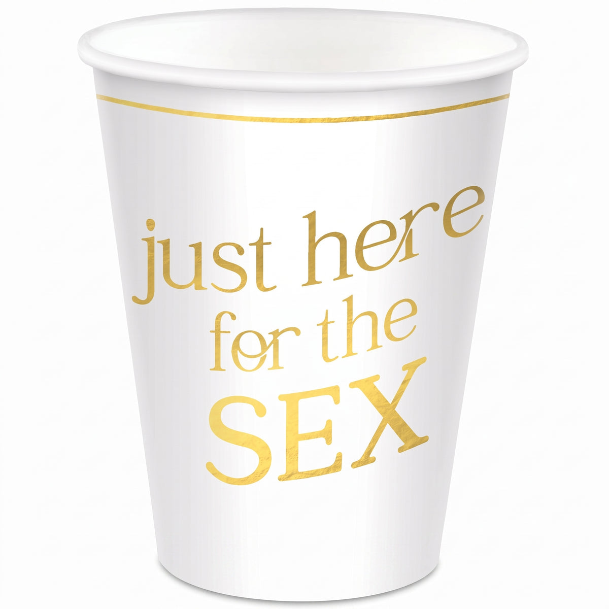Gender Reveal 12oz Paper Cups - "Just Here for the Sex"