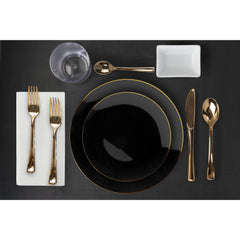 8 In. Classic Black Plates Gold Rim | 10 Count