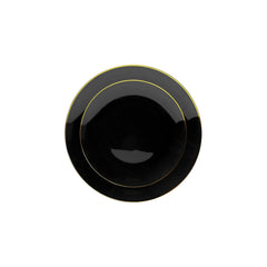 8 In. Classic Black Plates Gold Rim | 10 Count