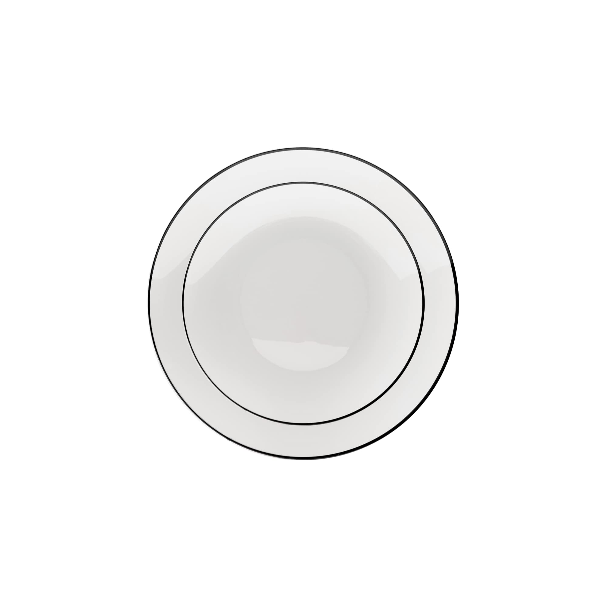 8 In. White & Black Rim Design Plastic Plates | 120 Count