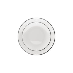 8 In. White & Black Rim Design Plastic Plates | 120 Count