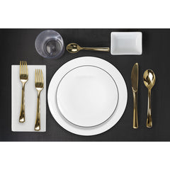 8 In. Classic White Plates Black Rim | 10 Count