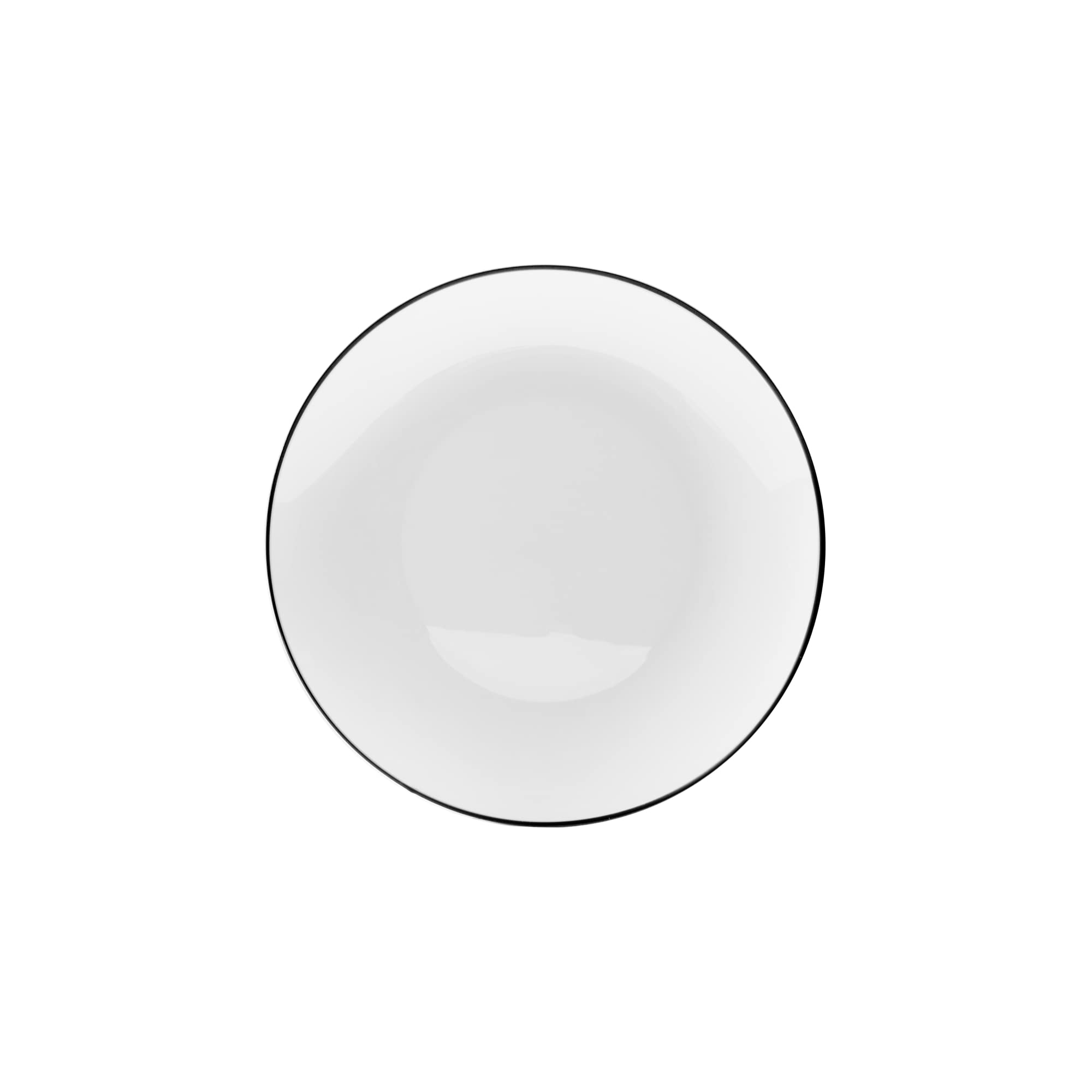 8 In. Classic White Plates Black Rim | 10 Count