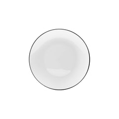 8 In. White & Black Rim Design Plastic Plates | 120 Count