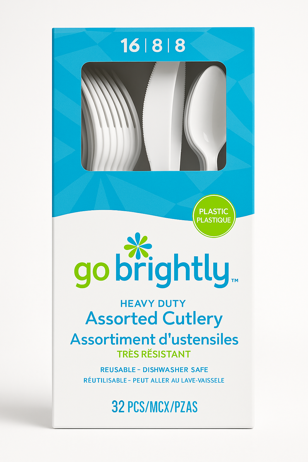 White Plastic Cutlery Set - 32 Pieces