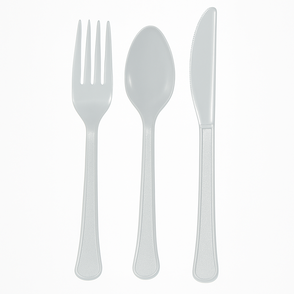 Heavyweight Silver Plastic Cutlery Set - 24 Count
