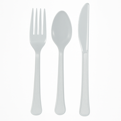 Heavyweight Silver Plastic Cutlery Set - 24 Count